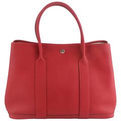 Hermes Rouge Casaque Leather 36 Garden Party Bag - 2014