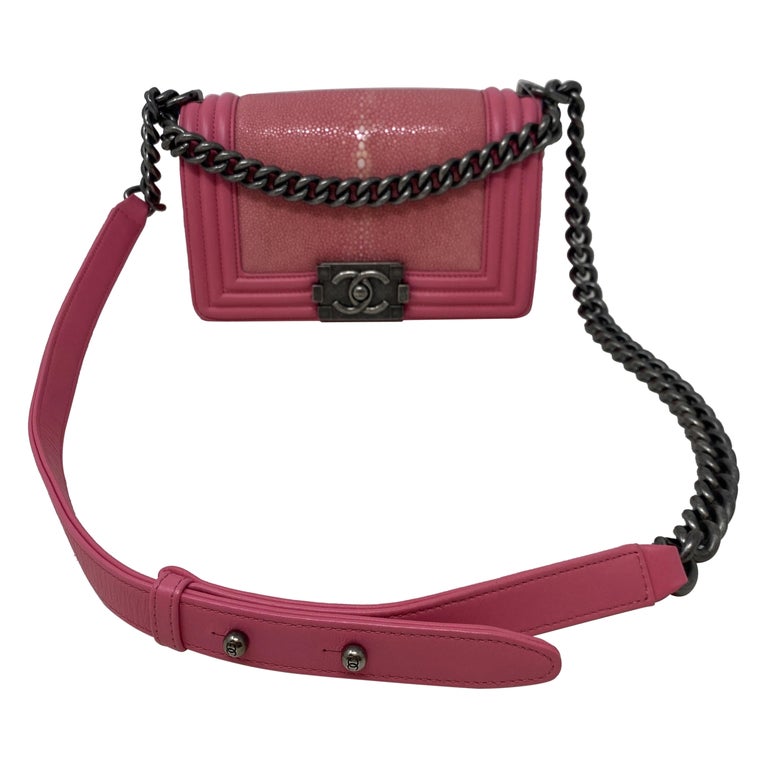 Chanel Pink Stingray Exotic Mini Boy Bag For Sale at 1stDibs