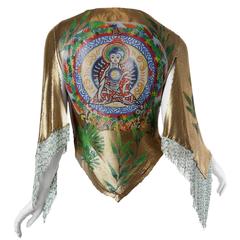 Außergewöhnlich seltenes handbemaltes Gianni Versace Couture Metallgeflecht-Top