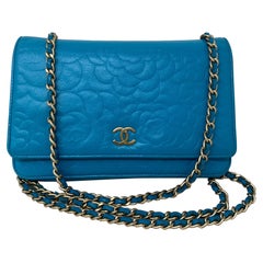 Chanel Teal Brieftasche an Kette Tasche 