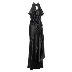 Jean Paul Gaultier black satin trench-style evening wrap dress, fw 2008