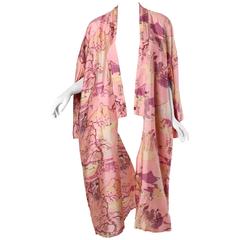 Gorgeous 1920s Boudoir Kimono with Japanese Ladies Playing Instruments 9