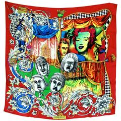 Rare Versace Pop Art Silk Scarf 35in Fondazione Antonio Ratti Marilyn Monroe 7