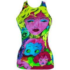 Vintage Original Versace Jeans Couture Pop Art Tank Top Betty Boop Marlene Dietrich XS