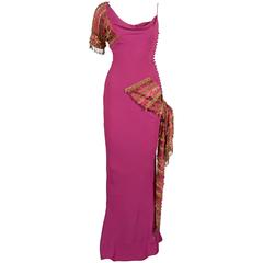 Christian Dior by John Galliano fuchsia bias cut evening dress, c. 1990s 11