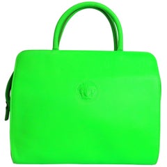 Vintage Gianni Versace Couture Neon Green Leather Bag