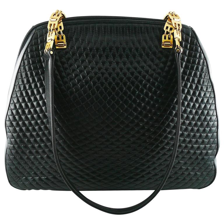 Bally Vintage Quilted Black Leather Shoulder Gold Chain Bag at 1stDibs |  bally quilted chain bag, bally quilted bag, black quilted bag with gold  chain