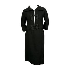 1958 EISA by CRISTOBAL BALENCIAGA haute couture abito con gonna in lana bouclè nera