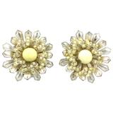 Pendientes Miriam Haskell de plata dorada y cuentas amarillo palestino
