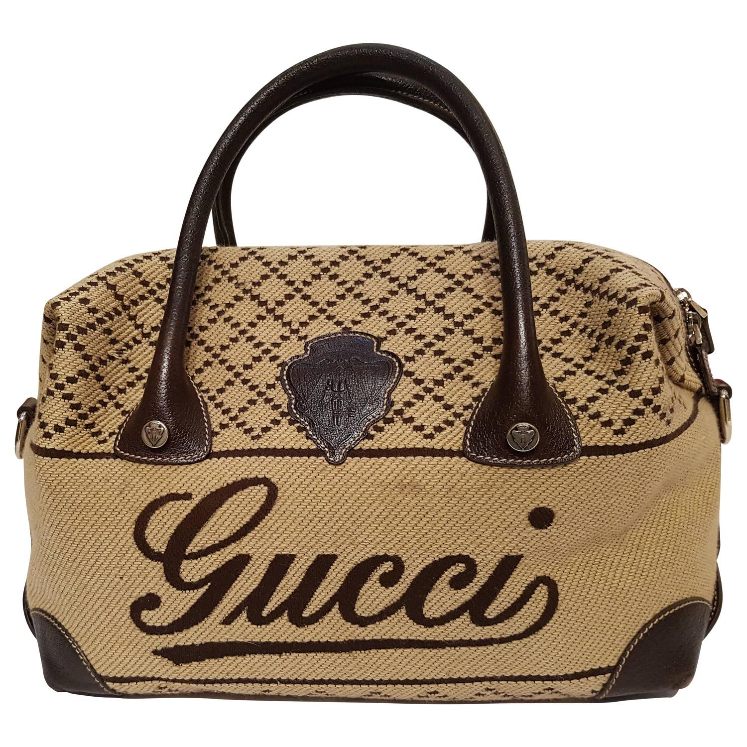 Gucci Brown Wool knit bag For Sale at 1stdibs
