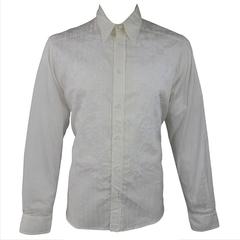 VERSACE JEANS COUTURE Size XL Men's Beige Embroidered Cotton Long Sleeve Shirt 3