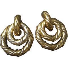 Gilt Metal Interchangeable Hoop Earrings by Une Ligne Paris 11