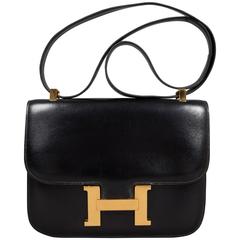 Hermes Constance Black H-Tasche mit goldener Hardware 23 cm