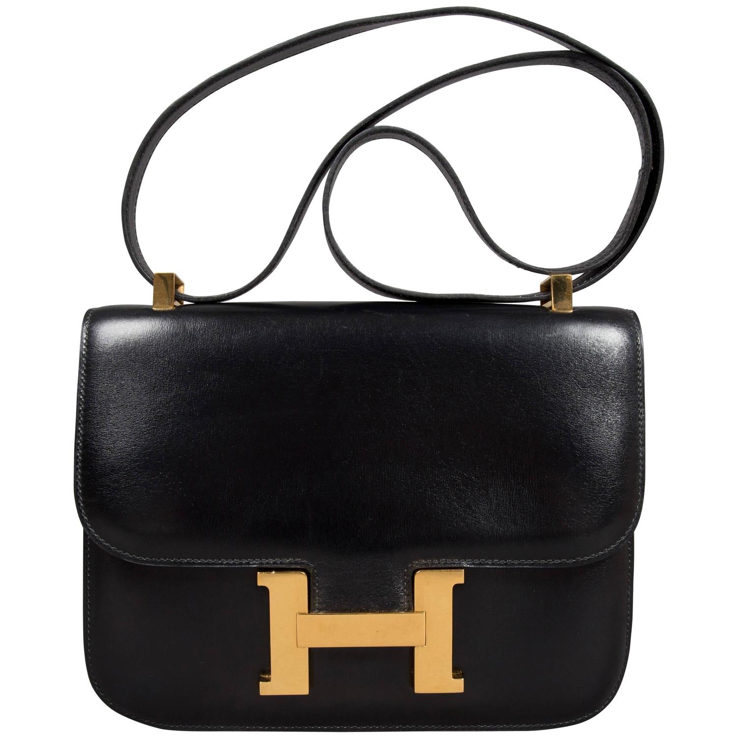 Hermes Constance Black H bag with gold hardware 23 cm For Sale at 1stdibs
