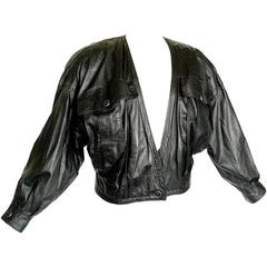 Fabulous Gianni Versace Black Dotted Lambskin Leather Jacket 1980s Size M 1