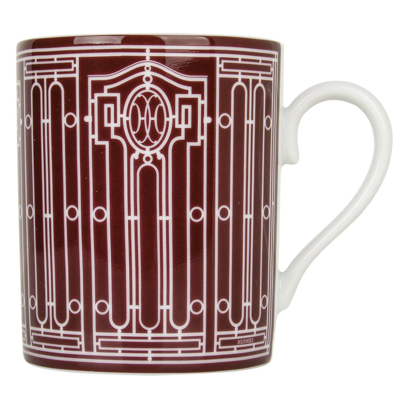 Hermes H Deco Mugs Rouge with White Set of Two 