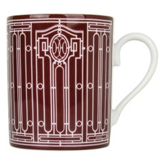 Hermes H Deco Mugs Rouge with White Set of Two 
