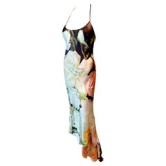 Roberto Cavalli S/S 2000 Silk Floral Print Slip Evening Maxi Dress 