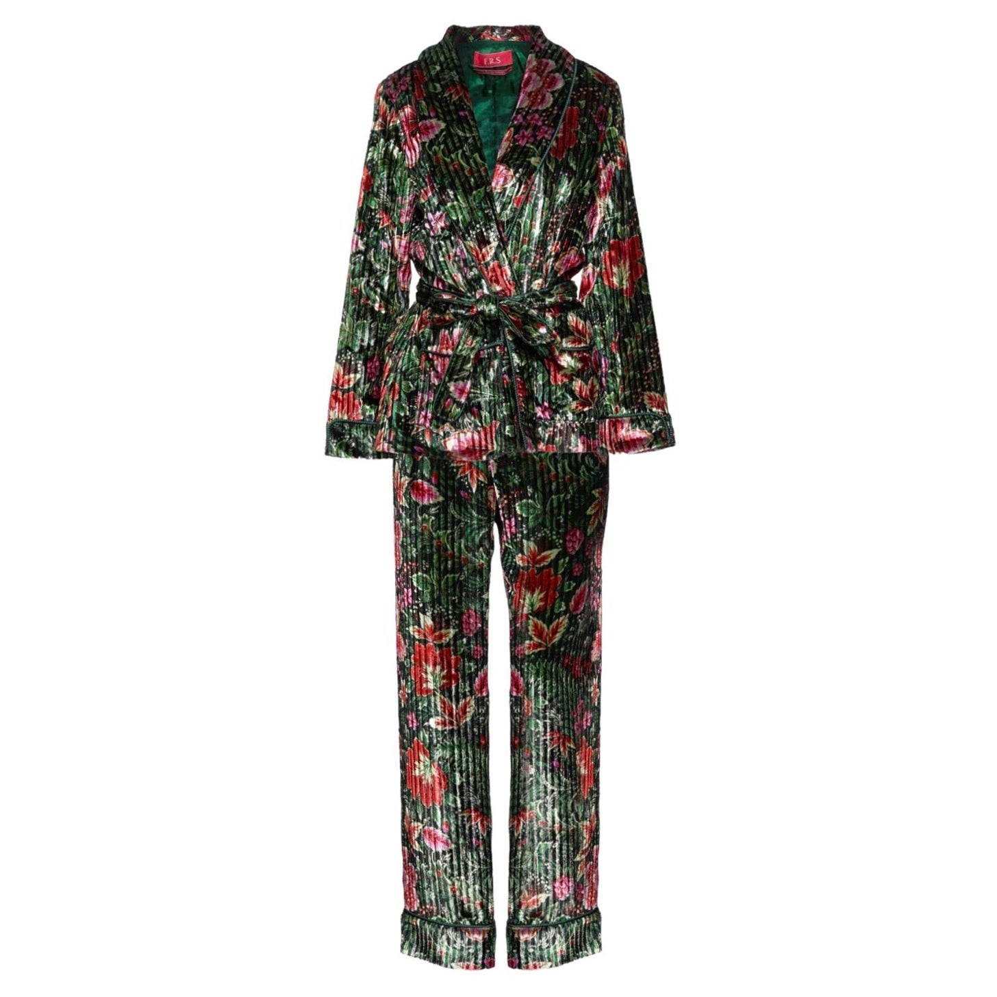 NEW F.R.S For Restless Sleepers FRS Floral Silk Velvet Evening Tuxedo Suit L