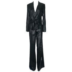 UNWORN Gucci by Tom Ford Y2K 2000 Tuxedo Style Black Wrap Jacket Pants Suit 40