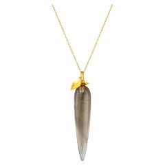 Fei Liu Smoky Quartz 18 Karat Gold Plated Sterling Silver Pendant Necklace