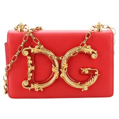 Dolce & Gabbana DG Girls Flap Bag Embellished Leather Small