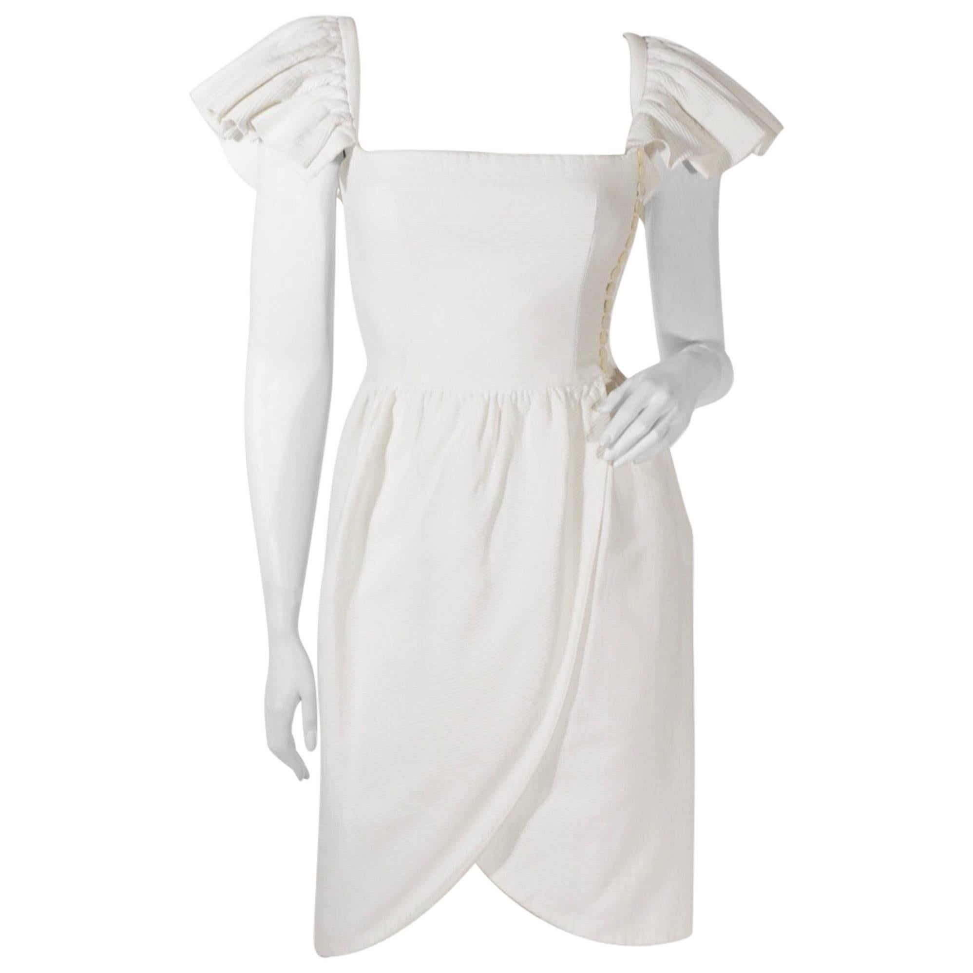 Lanvin White Cotton Ribbed Dress
