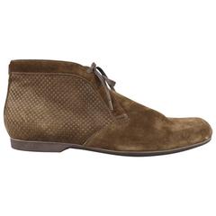 LOUIS VUITTON Size 11 Brown Damier Embossed Suede Chukka Boots