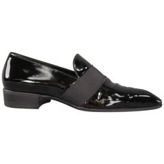 Used TOM FORD Size 9 Black Patent Leather Ribbon Band Tuxedo Loafers