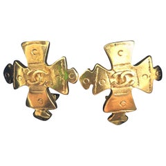 CHANEL Maltese cross clip on earrings