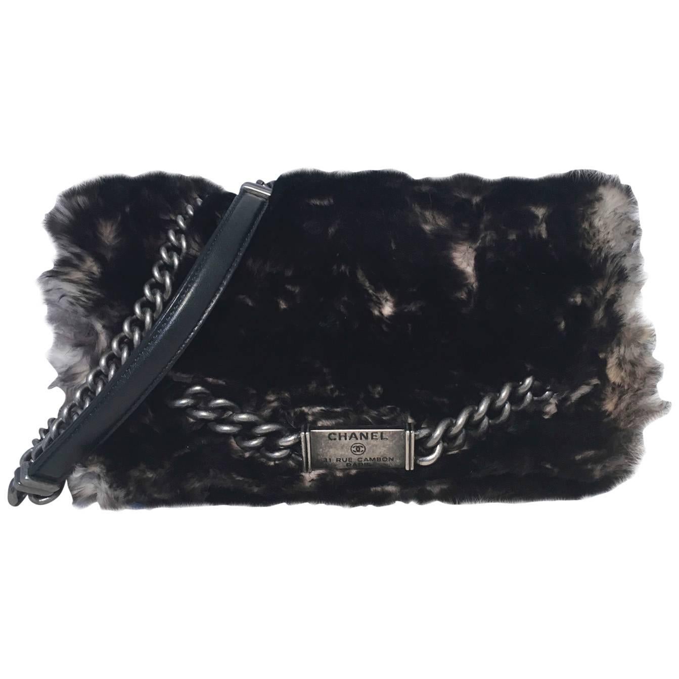 RARE Chanel Chinchilla Fur Classic Flap Shoulder Bag