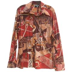 Men's Mod 1970s Polyester Tennis Theme Shirt 2