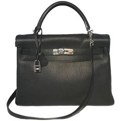 GORGEOUS Hermes Black Togo Leather 32cm Kelly Bag 1