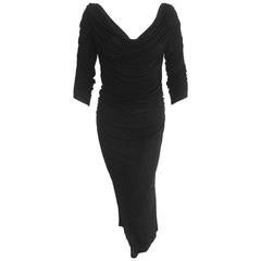 1970s Giovanni DeMoura Draped Jersey Cocktail Dress