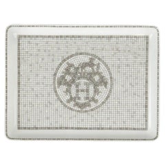 Hermes Sushi Plate Mosaique Au 24 Platinum Small Model Porcelain New w/Box