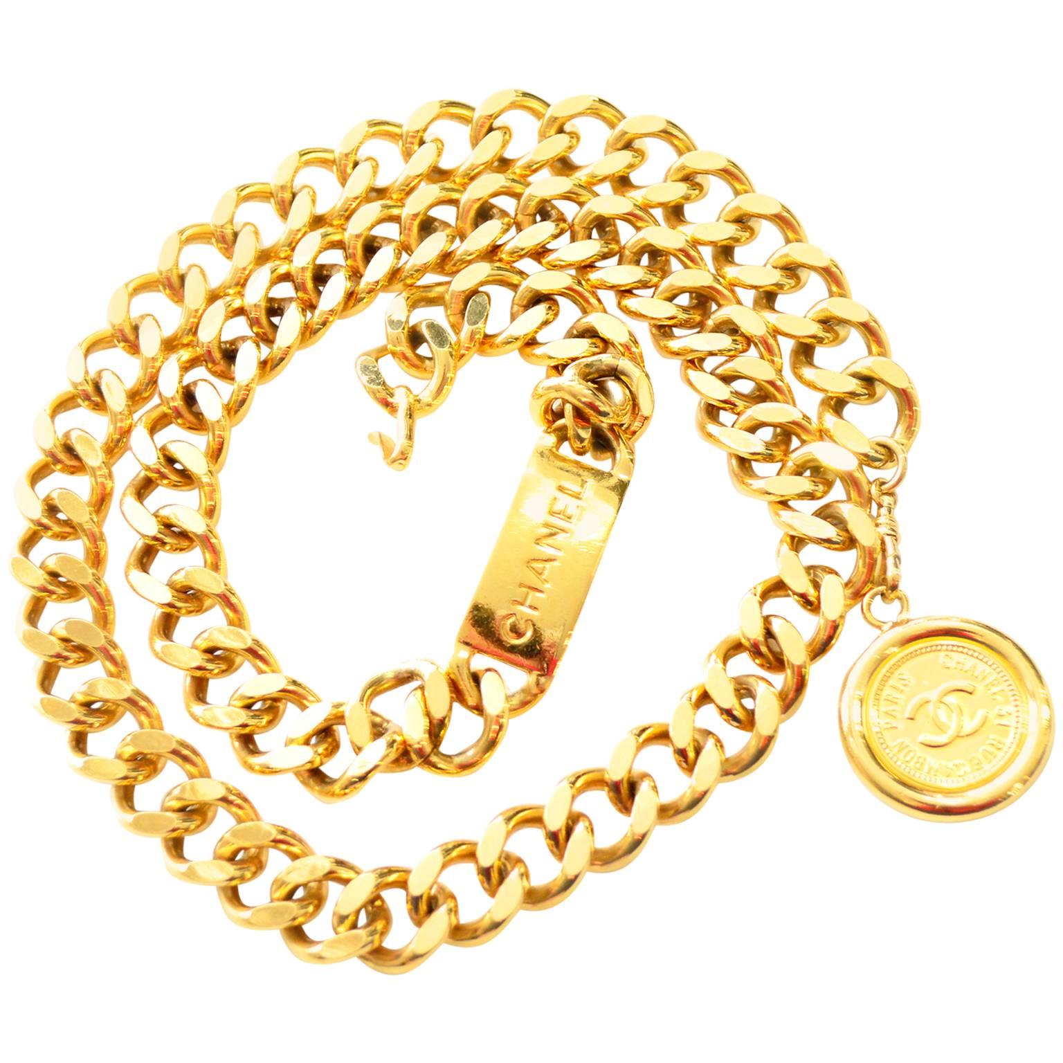 Chanel Heavy Gold Chain Belt Coin Medallion As New in Original Bag at 1stDibs original gold chain