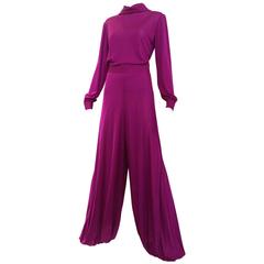 1970s PUCCI purple matte jersey blouse pant set