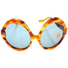 Deadstock France Vintage Sunglasses 1960s Mod Giant Oversized Tortoise New