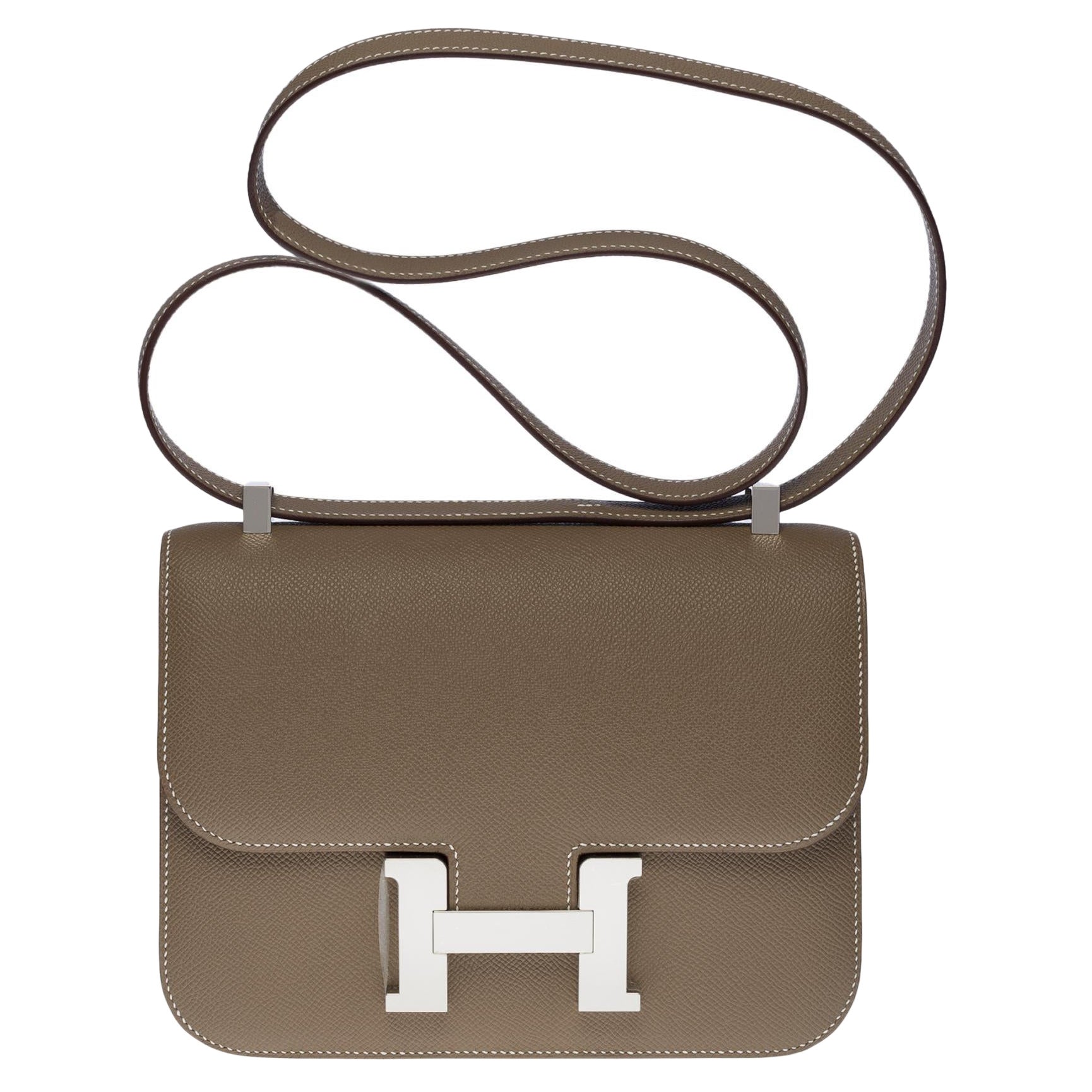 Brand New Hermès Constance 24 shoulder bag in etoupe Epsom leather, SHW