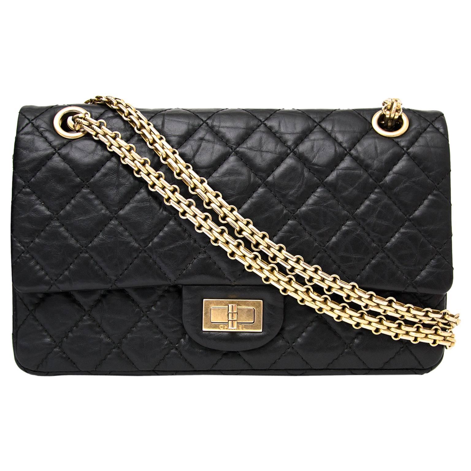 Chanel 2.55 Reissue 225 Double Flap Bag in Black