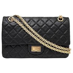 Chanel 2.55 Reissue 225 Double Flap Bag in Black at 1stDibs | chanel ...