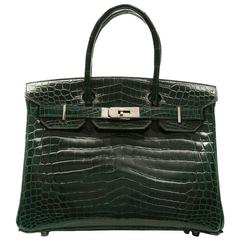 Hermes Vert Foncé Niloticus Crocodile 30cm Birkin Bag