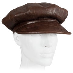 Christian Dior by John Galliano brown leather newsboy cap, C. 2005