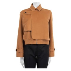 HERMÈS - Veste bouffante marron camel à double face, 38 S