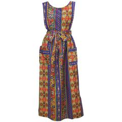 Fun 1960's Design House Paisley Pinafore Apron Dress Made in Japan