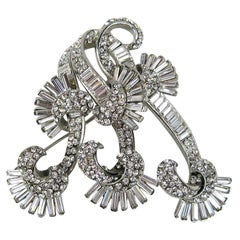 BARRERA Clear Crystal Triple S Brooch Pin Never worn 1980s