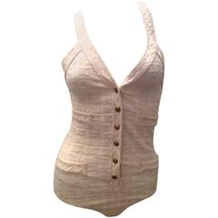Rare Chanel White Button-Up Swimsuit