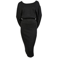   Azzedine Alaia black linen knit dress with cut out back, 1980s