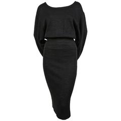 1980's AZZEDINE ALAIA black linen knit dress with cut out back 8