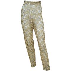 1980's Victorio & Lucchino High Waist Gold Lace Cigarette Pants